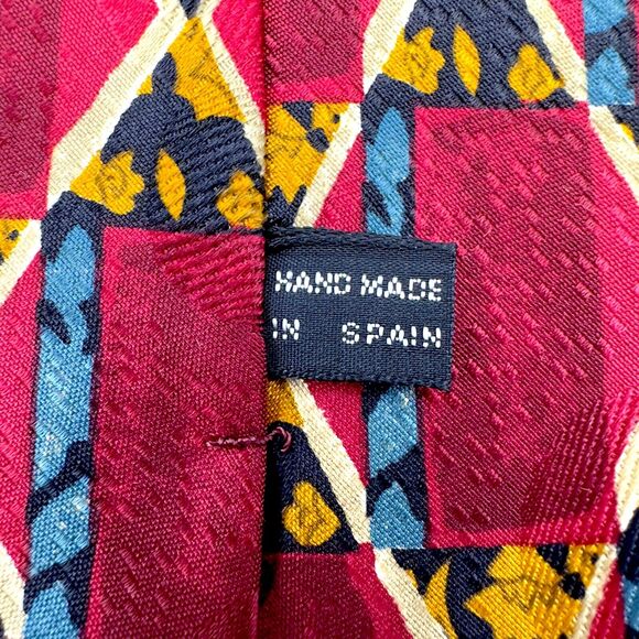 Boutique Mens 100% Silk Dress Tie Made in‎ Spain Geometric Print 58" 4" - Picture 5 of 8